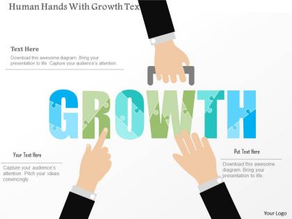 0115 human hands with growth text powerpoint template