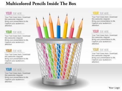 0115 multicolored pencils inside the box powerpoint template