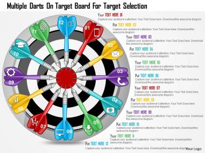 0115 multiple darts on target board for target selection powerpoint template