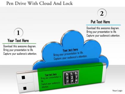0115 pen drive with cloud and lock image graphic for powerpoint