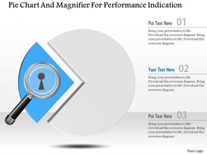0115 pie chart and magnifier for performance indication powerpoint template