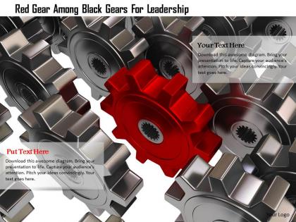0115 red gear among black gears for leadership image graphic for powerpoint