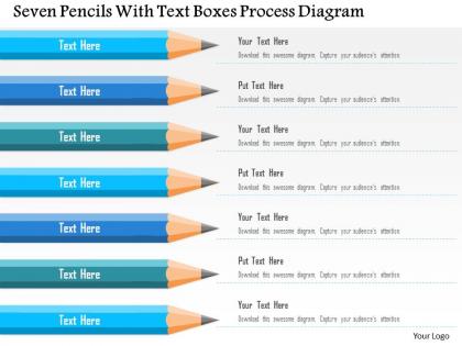 0115 seven pencils with text boxes process diagram powerpoint template