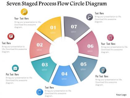 0115 seven staged process flow circle diagram powerpoint template