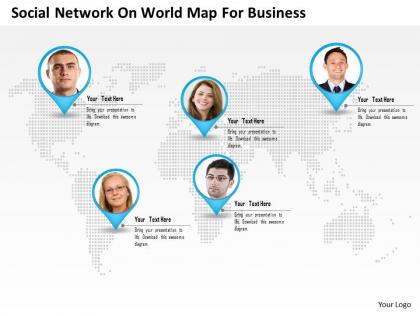 0115 social network on world map for business powerpoint template