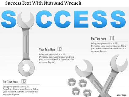 0115 success text with nuts and wrench powerpoint template