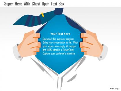 0115 super hero with chest open text box powerpoint template