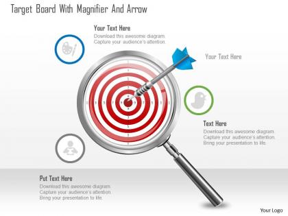 0115 target board with magnifier and arrow powerpoint template