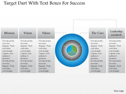 0115 target dart with text boxes for success powerpoint template