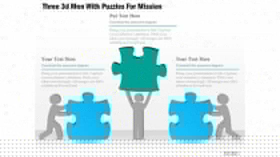 0115 three 3d men with puzzles for mission powerpoint template