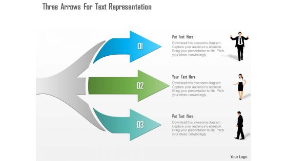 0115 three arrows for text representation powerpoint template