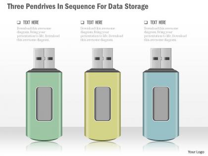 0115 three pendrives in sequence for data storage powerpoint template