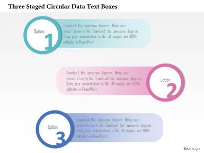 0115 three staged circular data text boxes powerpoint template