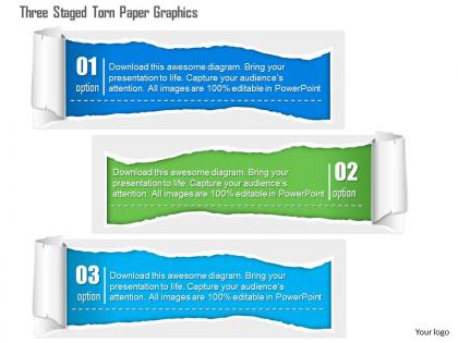 0115 three staged torn paper graphics powerpoint template