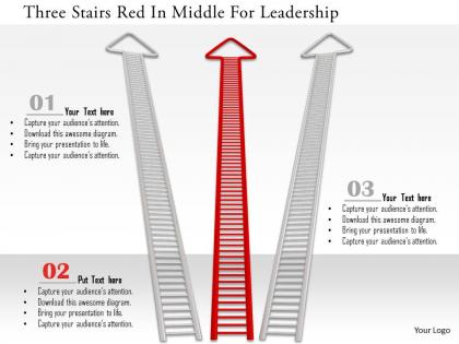 0115 three stairs red in middle for leadership image graphics for powerpoint