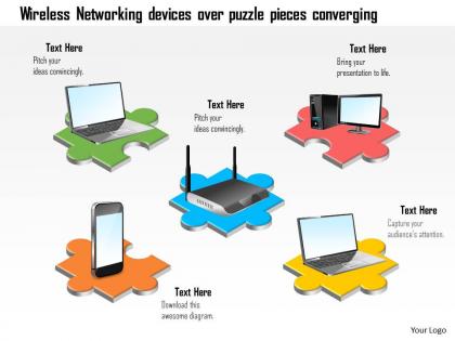 0115 wireless networking devices over puzzle pieces converging ppt slide