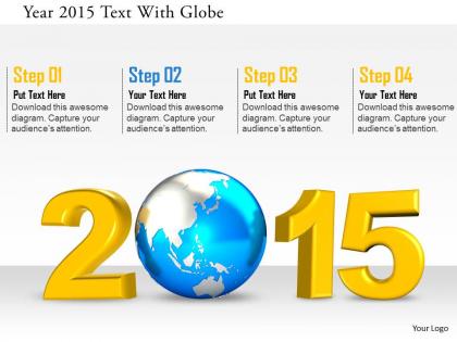 0115 year 2015 text with globe image graphics for powerpoint