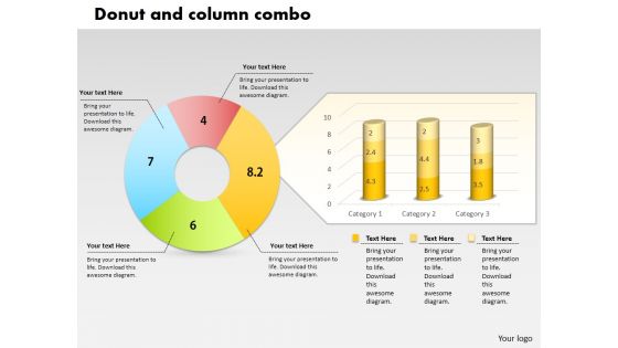0414 Donut And Column Business Charts Powerpoint Graph