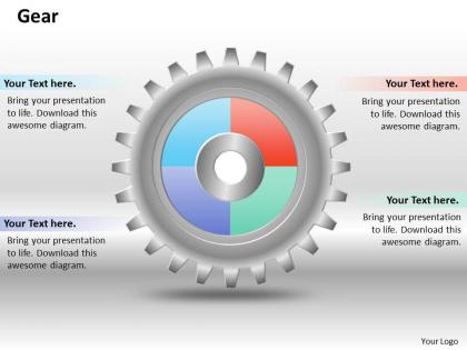 0414 gears mechanism pie chart powerpoint graph