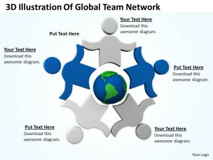0514 3d illustration of global team network image graphics for powerpoint
