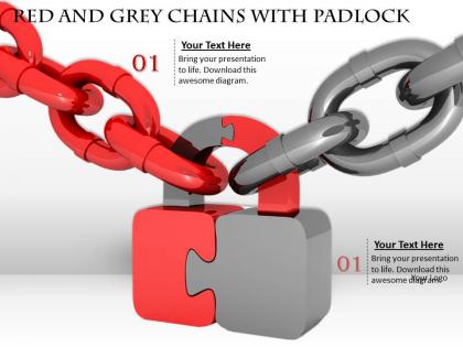 0514 red and grey chains with padlock security concept image graphics for powerpoint