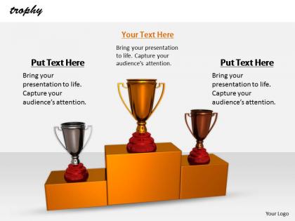 0514 trophies on winner podium image graphics for powerpoint