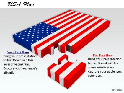 0514 us flag design with puzzle image graphics for powerpoint