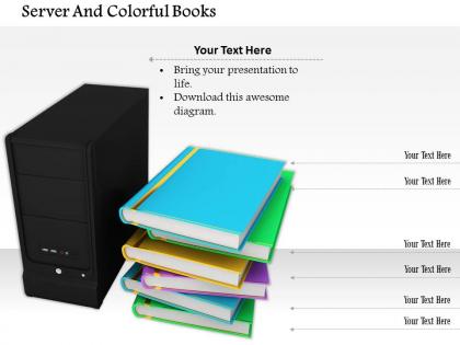 0614 books with computer server image graphics for powerpoint