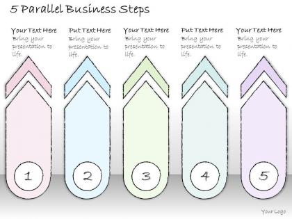 0614 business ppt diagram 5 parallel business steps powerpoint template
