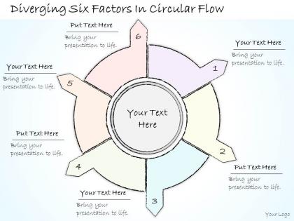 0614 business ppt diagram diverging six factors in circular flow powerpoint template