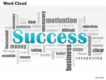 0614 success word cloud powerpoint slide template