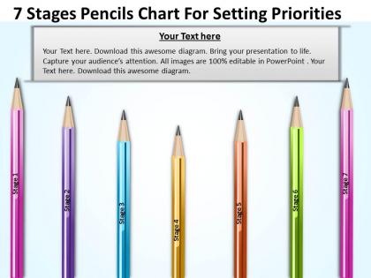 0620 strategy consulting 7 stages pencils chart for setting priorities ppt templates backgrounds for slides