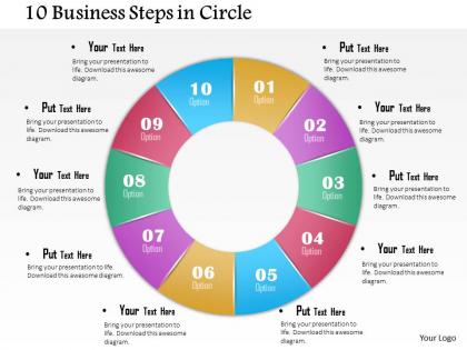 0714 business consulting 10 business steps in circle powerpoint slide template