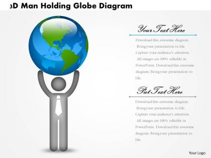 0714 business consulting 3d man holding globe diagram powerpoint slide template