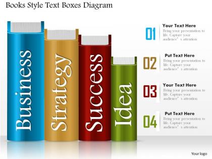 0714 business consulting books style text boxes diagram powerpoint slide template
