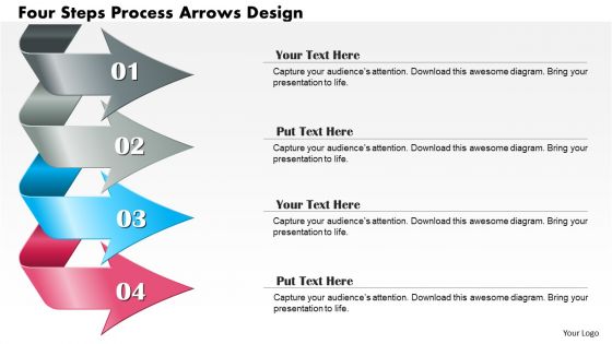 0714 business consulting four steps process arrows design powerpoint slide template