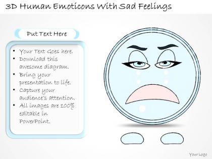 0714 business ppt diagram 3d human emoticons with sad feelings powerpoint template