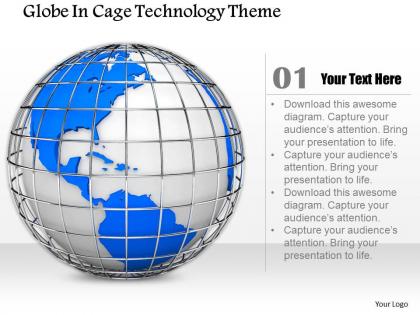 0714 globe in cage technology theme diagram image graphics for powerpoint