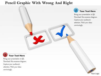 0714 pencil graphic with wrong and right image graphics for powerpoint