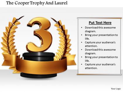 0814 3d graphic of third position in laurel on white background image graphics for powerpoint