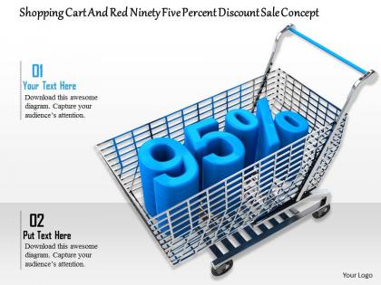 0814 95 percent discount on shopping cart image graphics for powerpoint