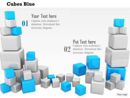 0814 blue and white cubes design for business image graphics for powerpoint