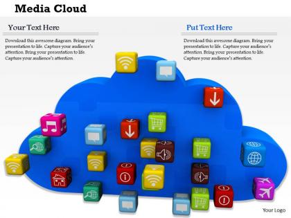 0814 blue cloud with multiple applications for internet image graphics for powerpoint