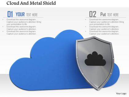 0814 blue cloud with safety shield for protection image graphics for powerpoint