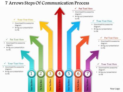 0814 business consulting 7 arrows steps of communication process powerpoint slide template