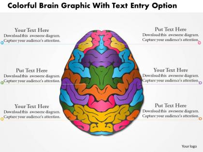 0814 business consulting colorful brain graphic with text entry option powerpoint slide template
