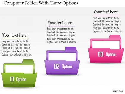 0814 business consulting computer folder with three options powerpoint slide template