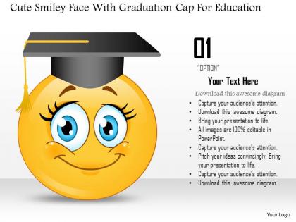 0814 business consulting cute smiley face with graduation cap for education powerpoint slide template