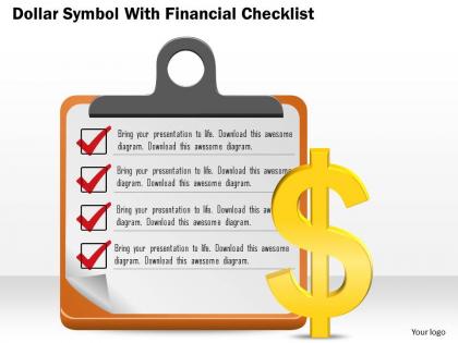 0814 business consulting diagram dollar symbol with financial checklist powerpoint slide template