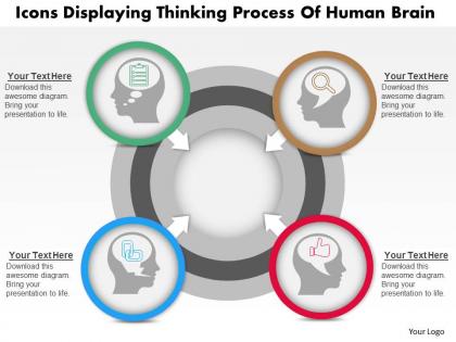 0814 business consulting diagram icons displaying thinking process of human brain powerpoint slide template